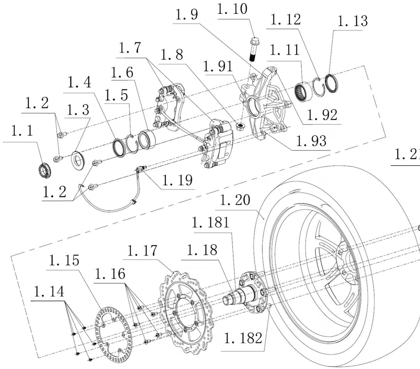 Zongshen สวิงอาร์มหน้าเดี่ยว พวงมาลัยพาวเวอร์